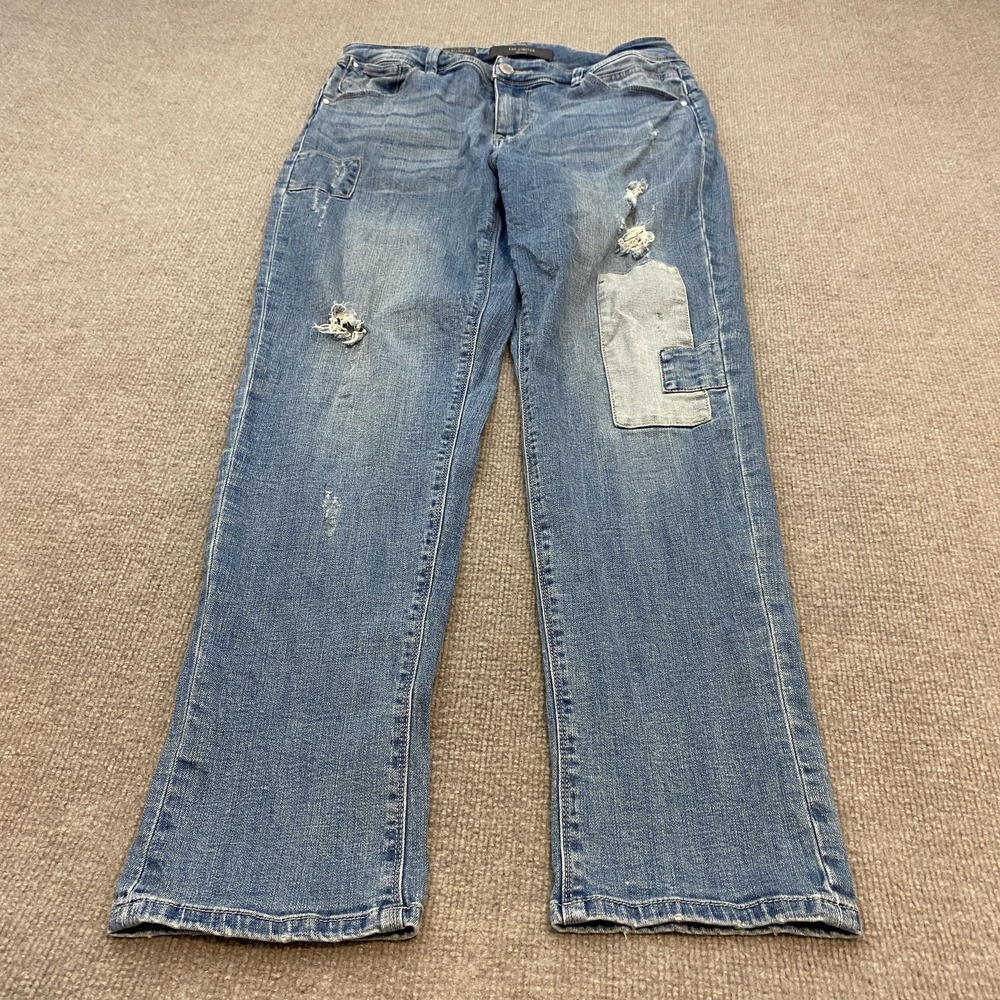 The Limited Slim Boyfriend Jeans Womens 10R Blue Med Wash Distressed Boho